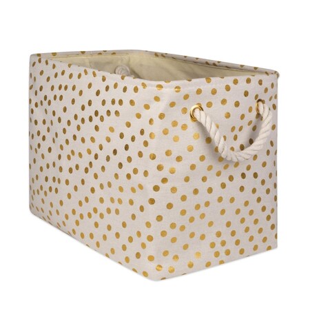 Made4Mansions Rectangle Storage Bin, Polyester, Dots Gold, Medium MA1533871